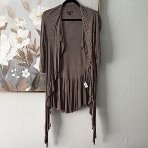 Express Draped Cascade Front Cardigan - Taupe Brown
